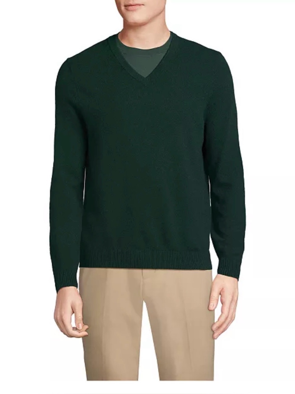 Lands End Men's Fine Gauge Cashmere V-neck Sweater Large NWT